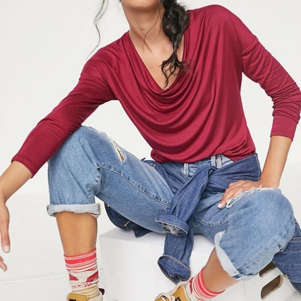 NWT Anthropologie Maeve Lisa Plum Cowl Neck Top